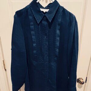 Jones New York Sport Long Sleeve Linen Tunic Blouse in Navy - XL
